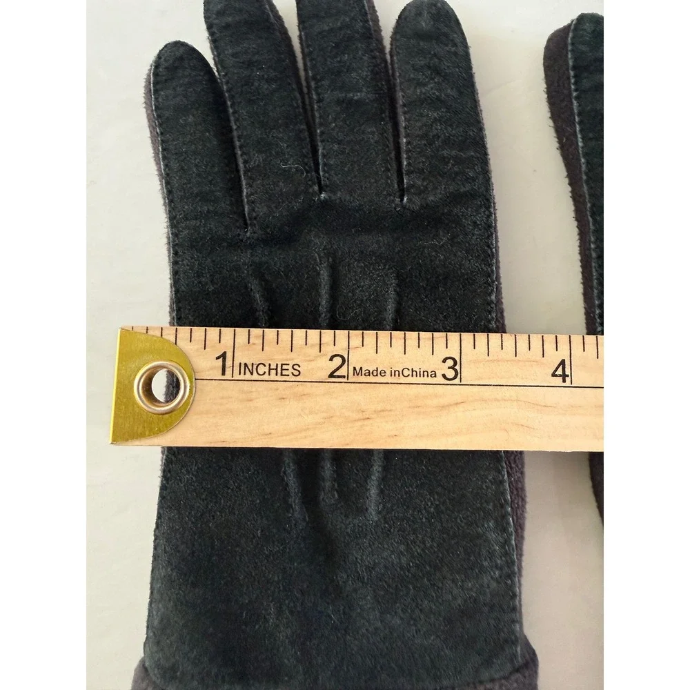 Womens Leather Winter Gloves Black Fleece Lined Cold Weather Size S Soft Warm